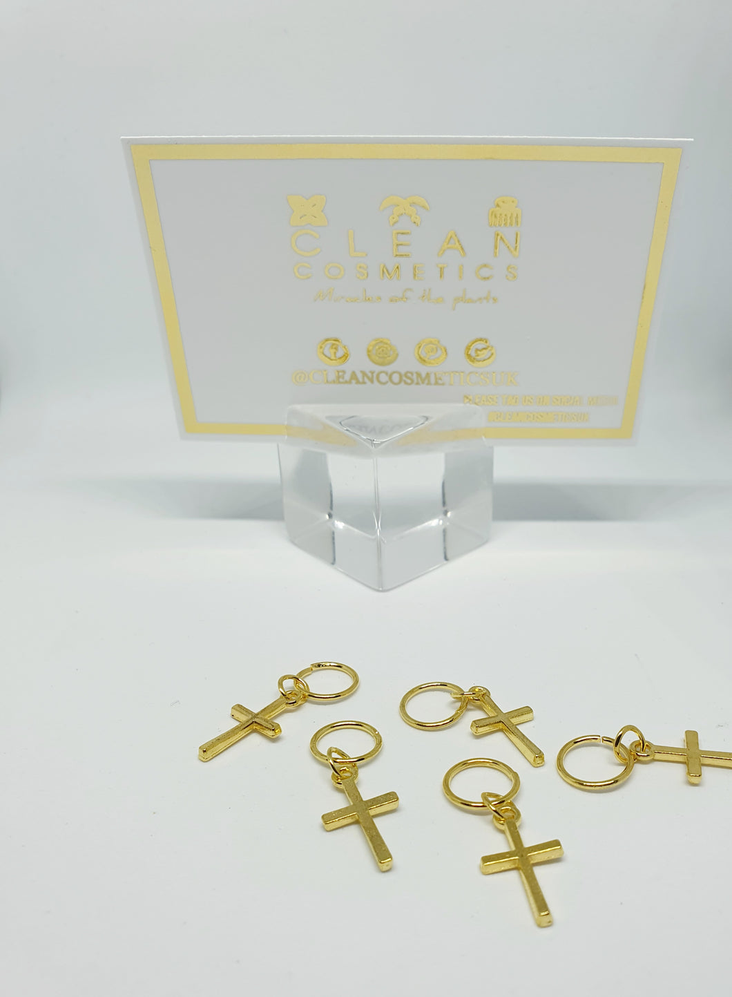 CLEAN COSMETICS GOLD CROSS BRAIDING RINGS