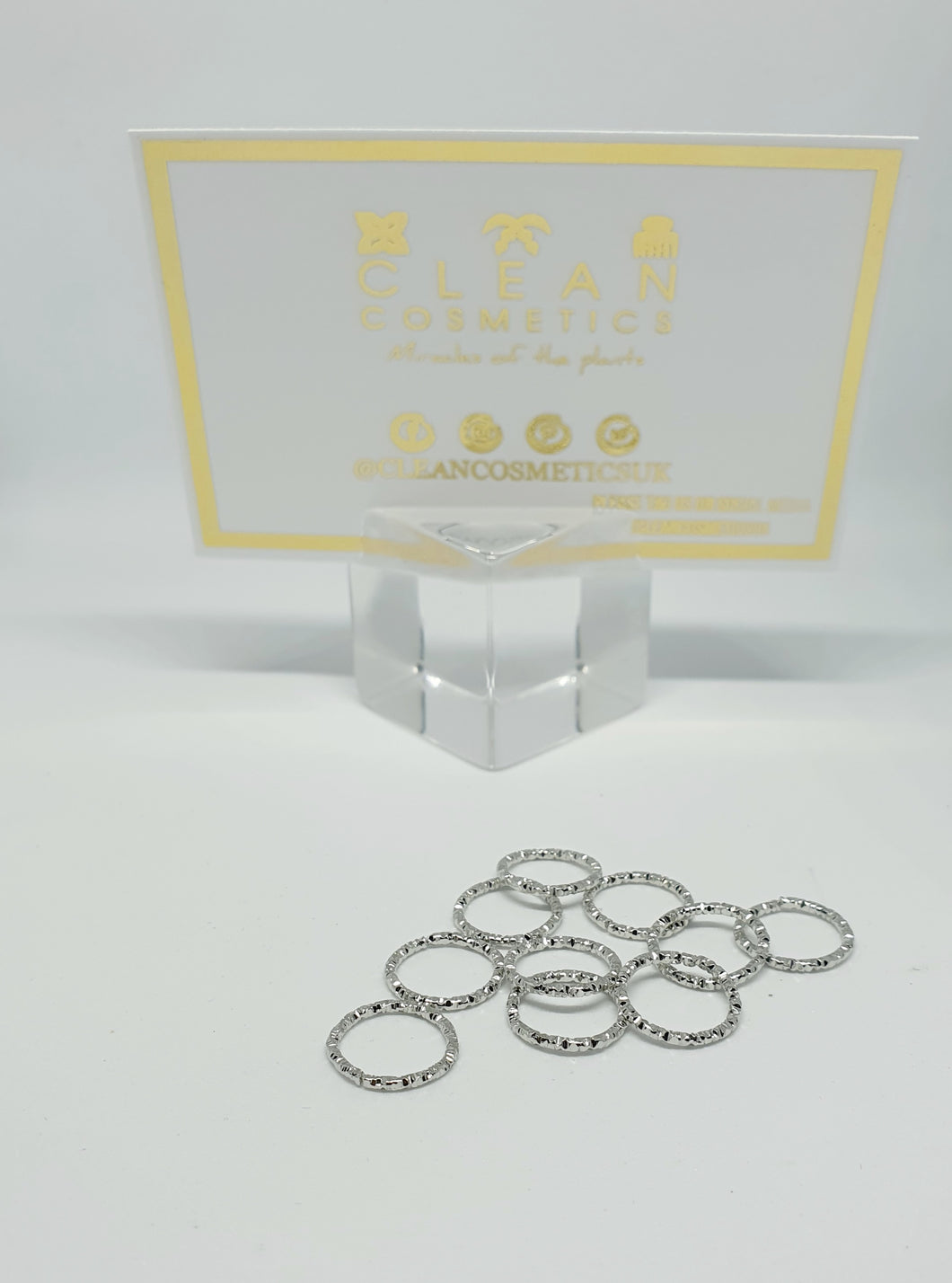 CLEAN COSMETICS SILVER BRAIDING HAIR TEXTURED RINGS