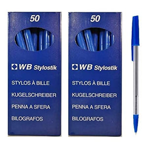 MIXED BLUE BLACK BALL POINT MEDIUM PENS (PACK OF 100)