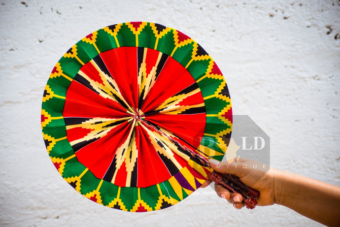 MULTICOLOURED DOUBLE-SIDED AFRICAN FAN