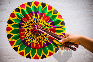 MULTICOLOURED DOUBLE-SIDED AFRICAN FAN