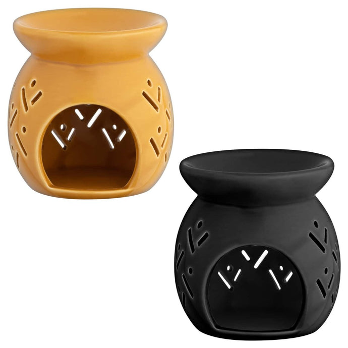 LARGE TRIBAL CERAMIC OIL BURNER OCHRE | BLACK